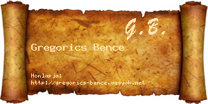 Gregorics Bence névjegykártya